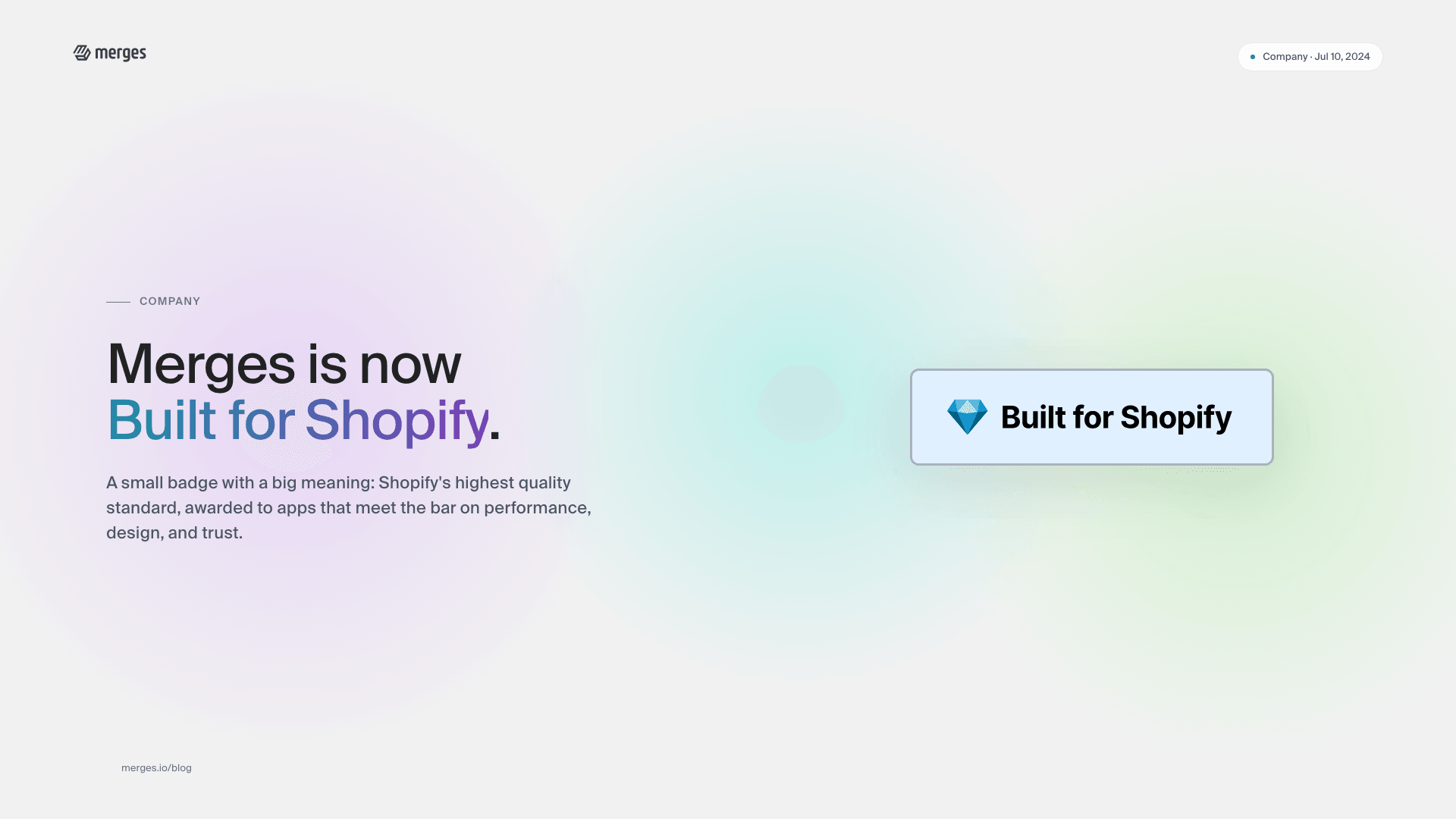 Merges achieves prestigious "Built for Shopify" status