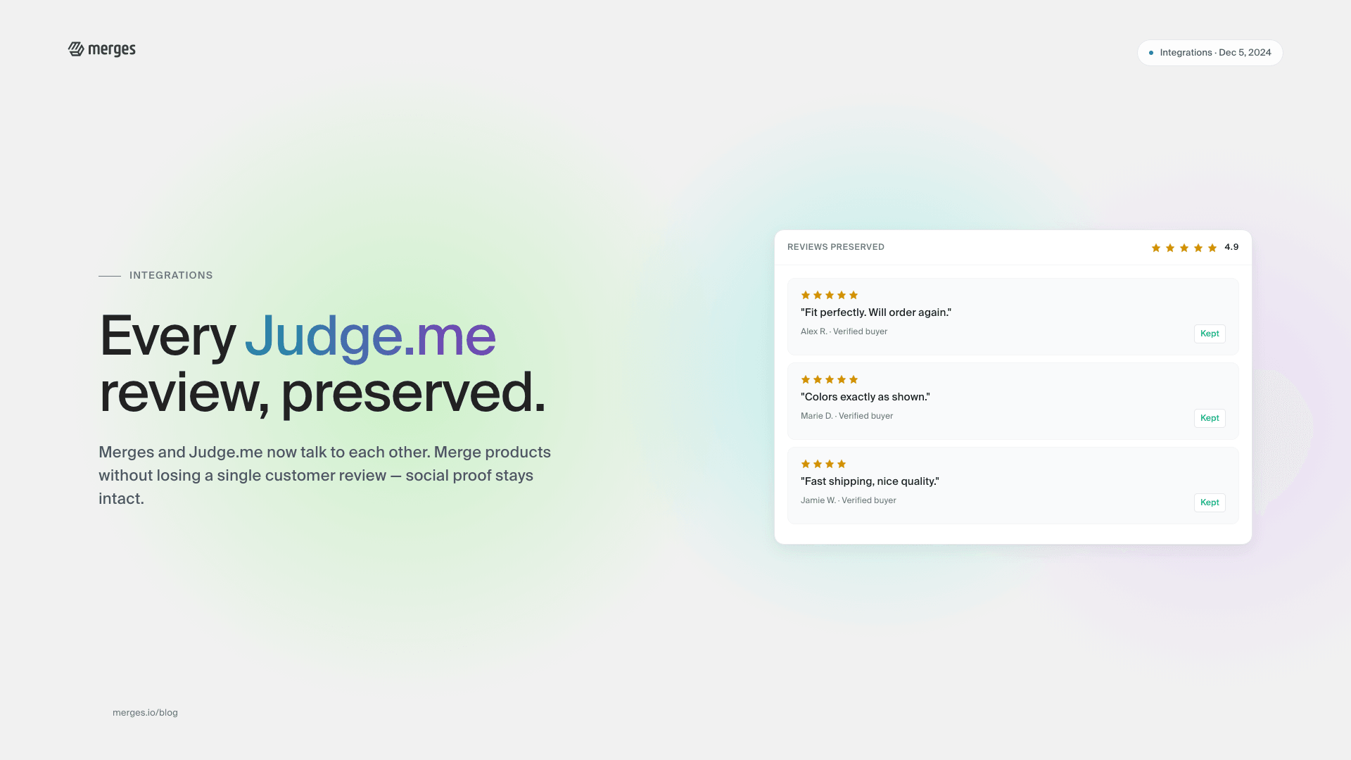 Merges announces full integration with Judge.me for Shopify merchants