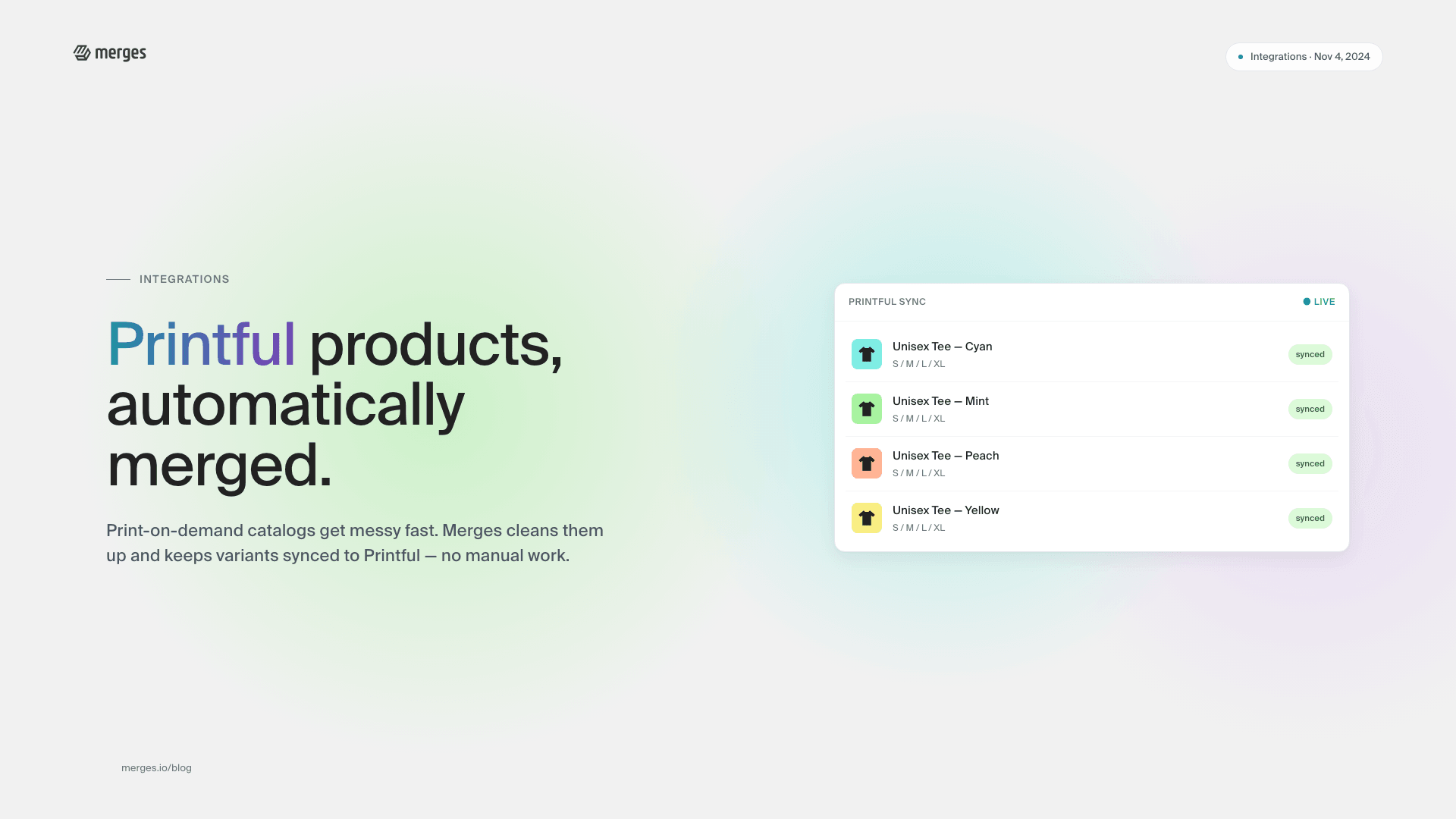 Merges announces full integration with Printful for Shopify merchants