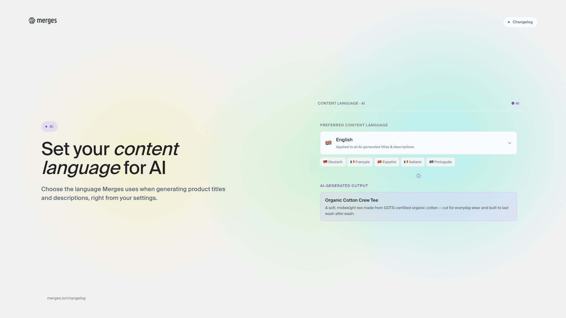 Merges supports content language for AI