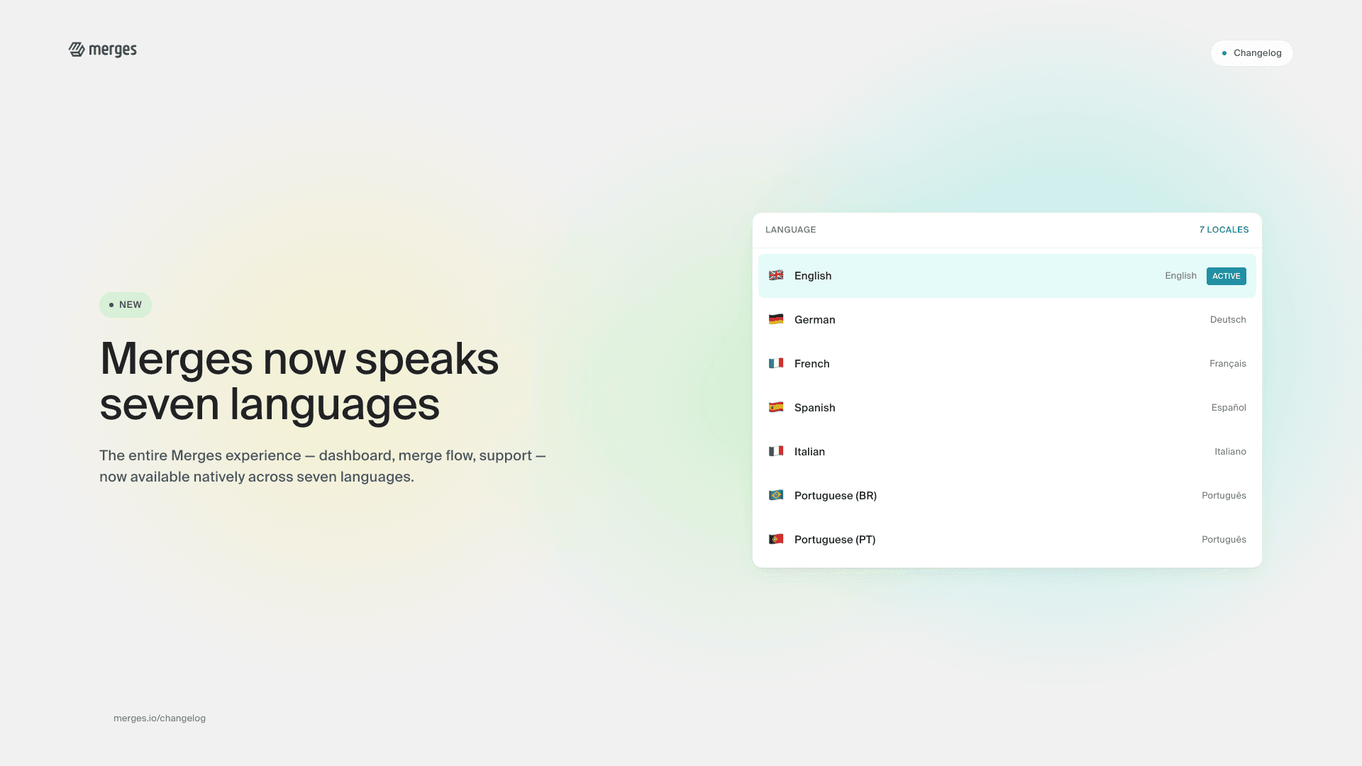 Merges now supports multiple languages