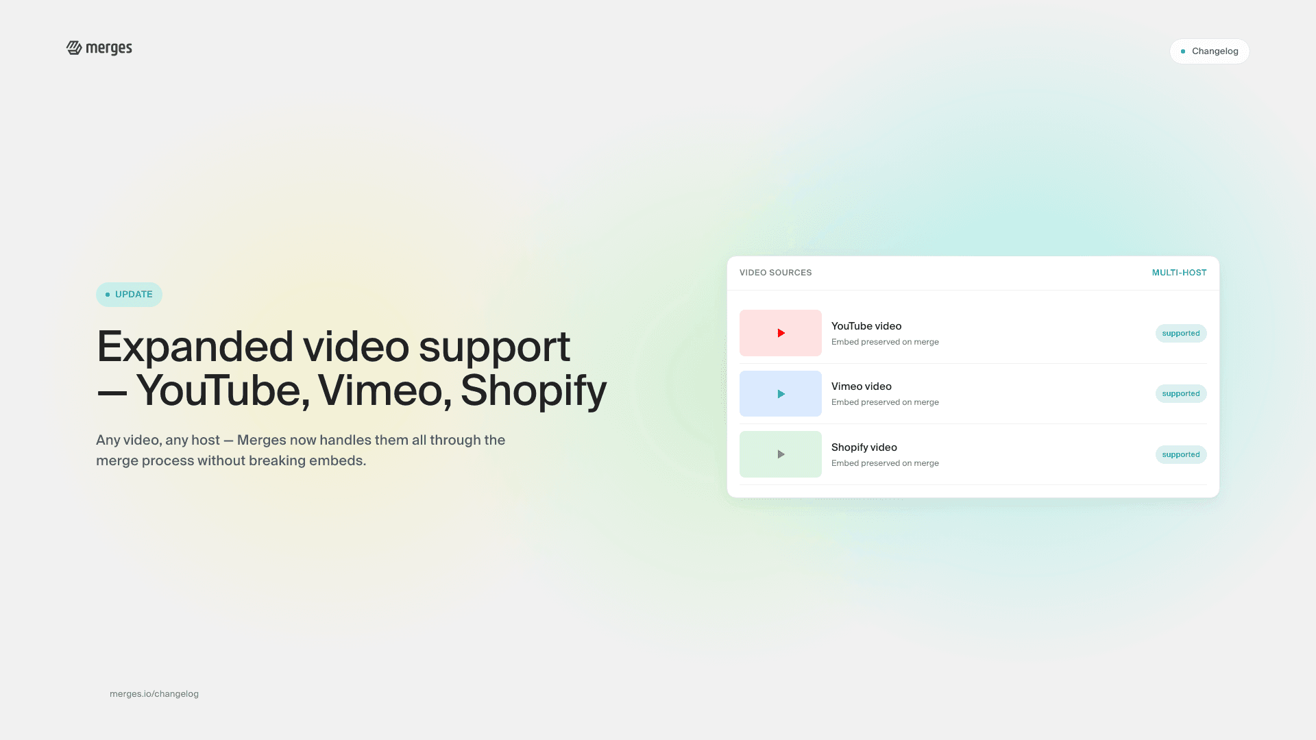 Expanded video integration: YouTube, Vimeo, and Shopify support