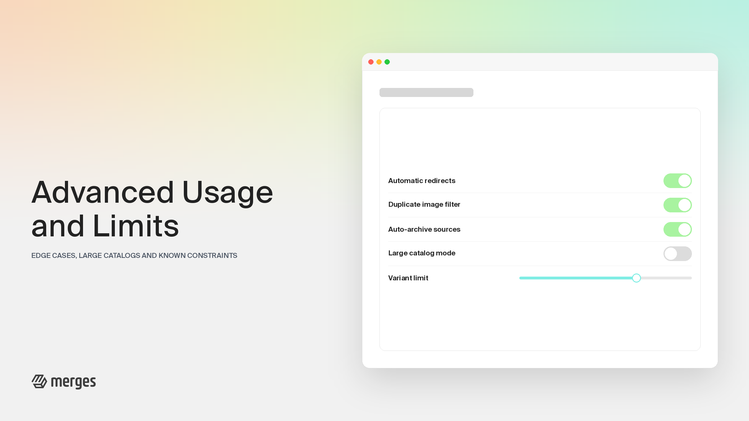 Advanced usage and limitations | Merges
